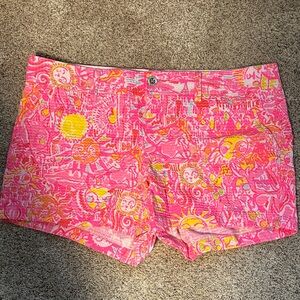 Lilly Pulitzer Vibrant Pink and Yellow High Waist Shorts